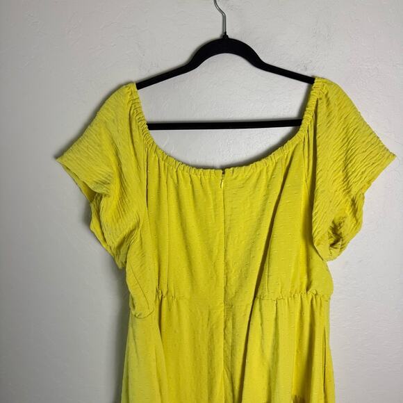 Lane Bryant Yellow Green Convertible Off-The-Shoulder Tiered Midi Dress 20 - Picture 8 of 12